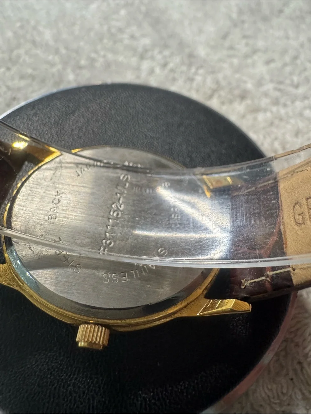 Classic Moonphase Gold-Tone Men’s Watch with Brown Leather Strap